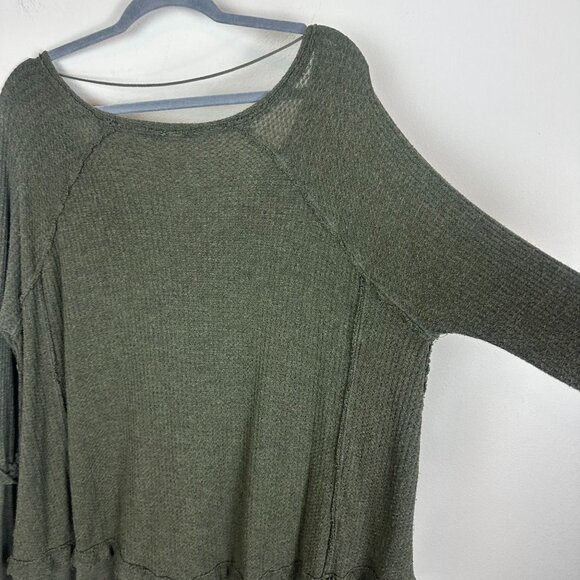 We the Free Green Ribbed Tunic Blouse L Soft Stretch Minimalist Oversized - Picture 10 of 10
